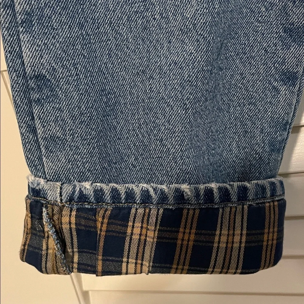 L.L. Bean Men's Relaxed Fit Distressed Flannel Underneath Denim Jeans